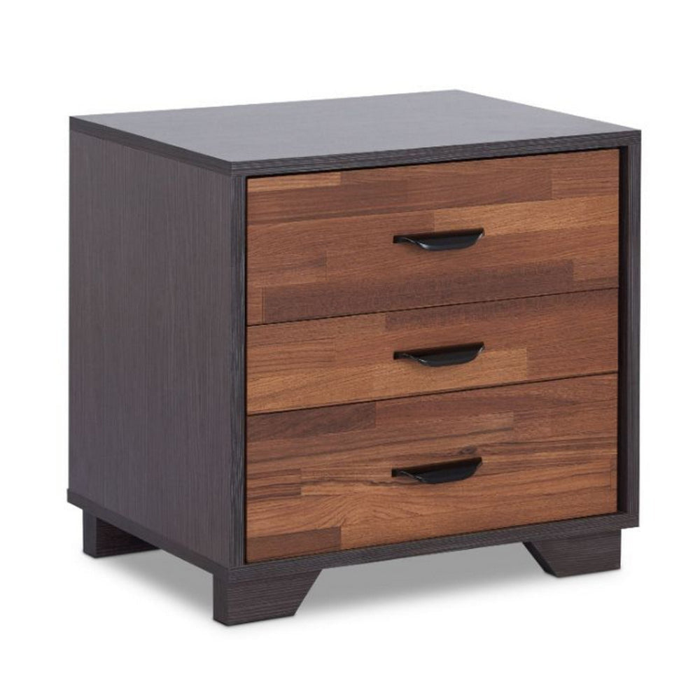 Rectangular 3 Drawers Wood Nightstand By Eloy Brown AMF-97340