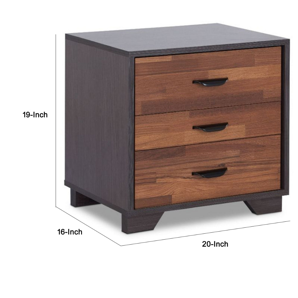 Rectangular 3 Drawers Wood Nightstand By Eloy Brown AMF-97340