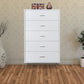 Contemporary Style Wooden Chest with Five Drawers, White - AMF-97364