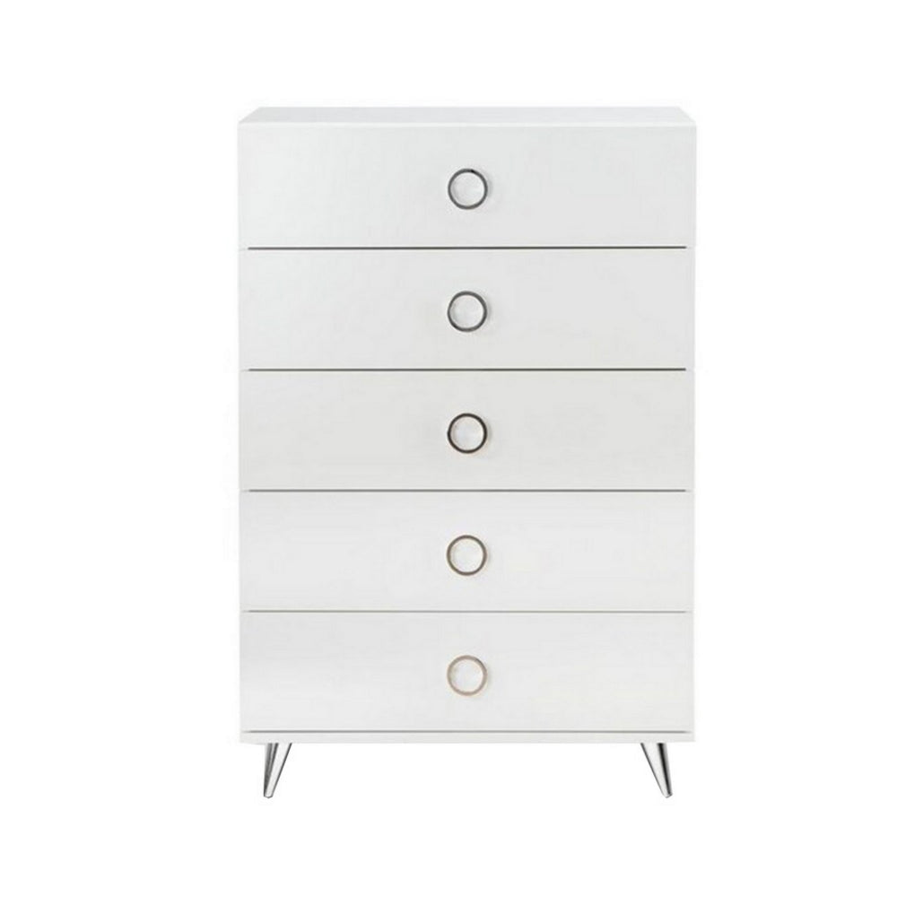 Five Drawers Wooden Chest In Contemporary Style White - AMF-97370 AMF-97370