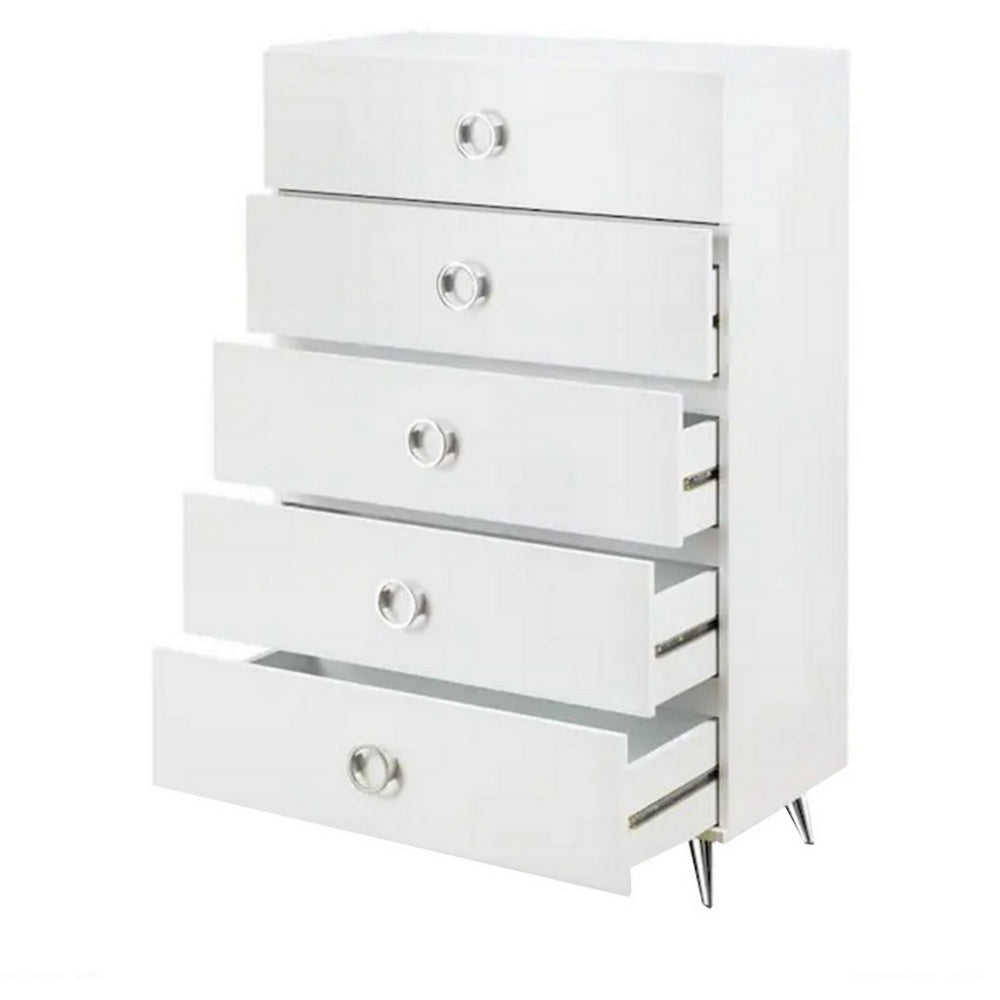 Five Drawers Wooden Chest In Contemporary Style White - AMF-97370 AMF-97370