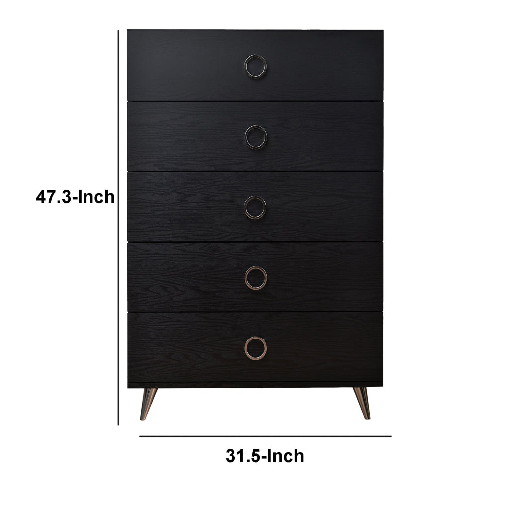 Five Drawers Wooden Chest In Contemporary Style Black By ACME AMF-97374