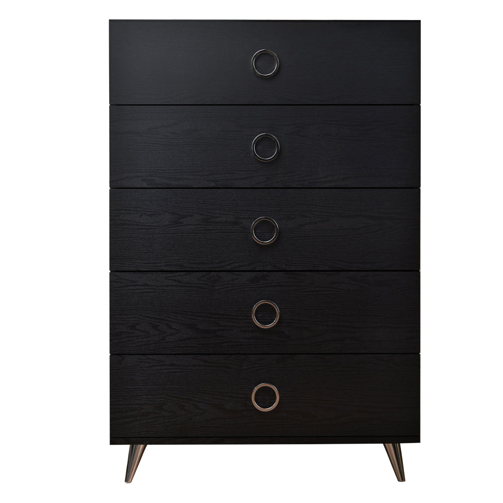 Five Drawers Wooden Chest In Contemporary Style Black By ACME AMF-97374