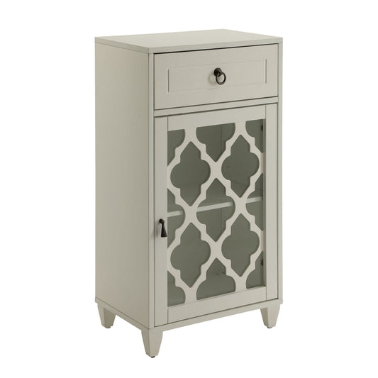 33 inch Wooden Accent Cabinet with 1 Drawer, White