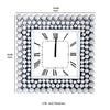 20 Inch Mirrored Wall Clock with Jeweled Accents Silver AMF-97404