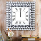 20 Inch Mirrored Wall Clock with Jeweled Accents Silver AMF-97404