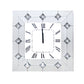 Mirrored Wall Clock with Faux Rhinestones Inlay, White - AMF-97406