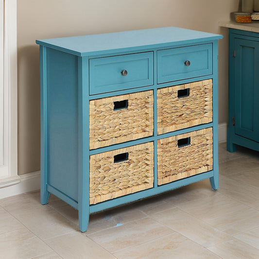 Flavius Console Table With 6 Drawers, Blue