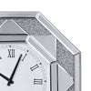 Octagonal Shaped Mirrored Frame Wall Clock with Faux Crystal Inlay Silver - 97613 AMF-97613