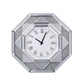 Octagonal Shaped Mirrored Frame Wall Clock with Faux Crystal Inlay Silver - 97613 AMF-97613