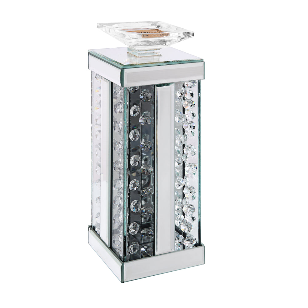 Wood and Glass Candle Holder with Faux Crystal Studs Clear Set of Two Small - 97621 AMF-97621