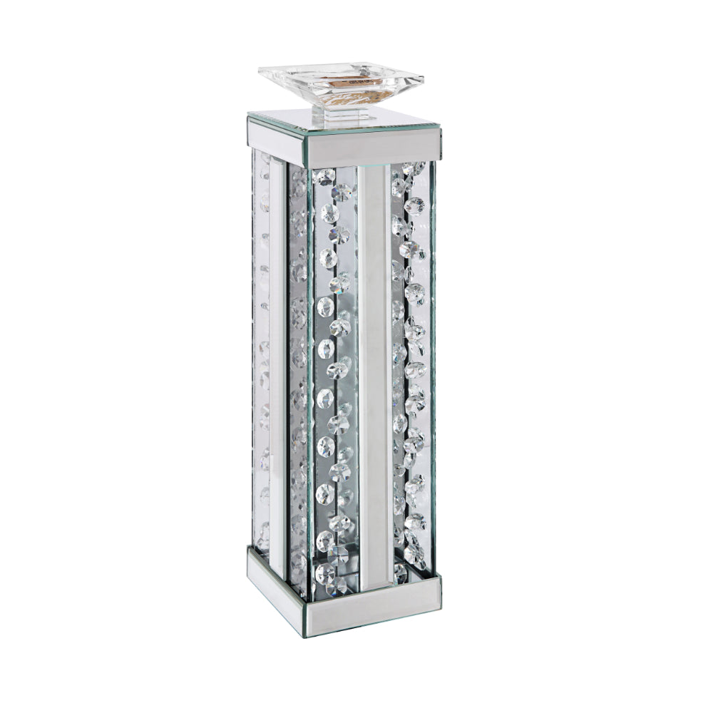 Wood and Glass Candle Holder with Faux Crystal Studs Clear Set of Two Large - 97622 AMF-97622