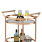 27’ Oval Shaped Metal Serving Cart with 2 Shelves Gold By ACME AMF-98192