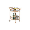 27" Oval Shaped Metal Serving Cart with 2 Shelves, Gold By ACME