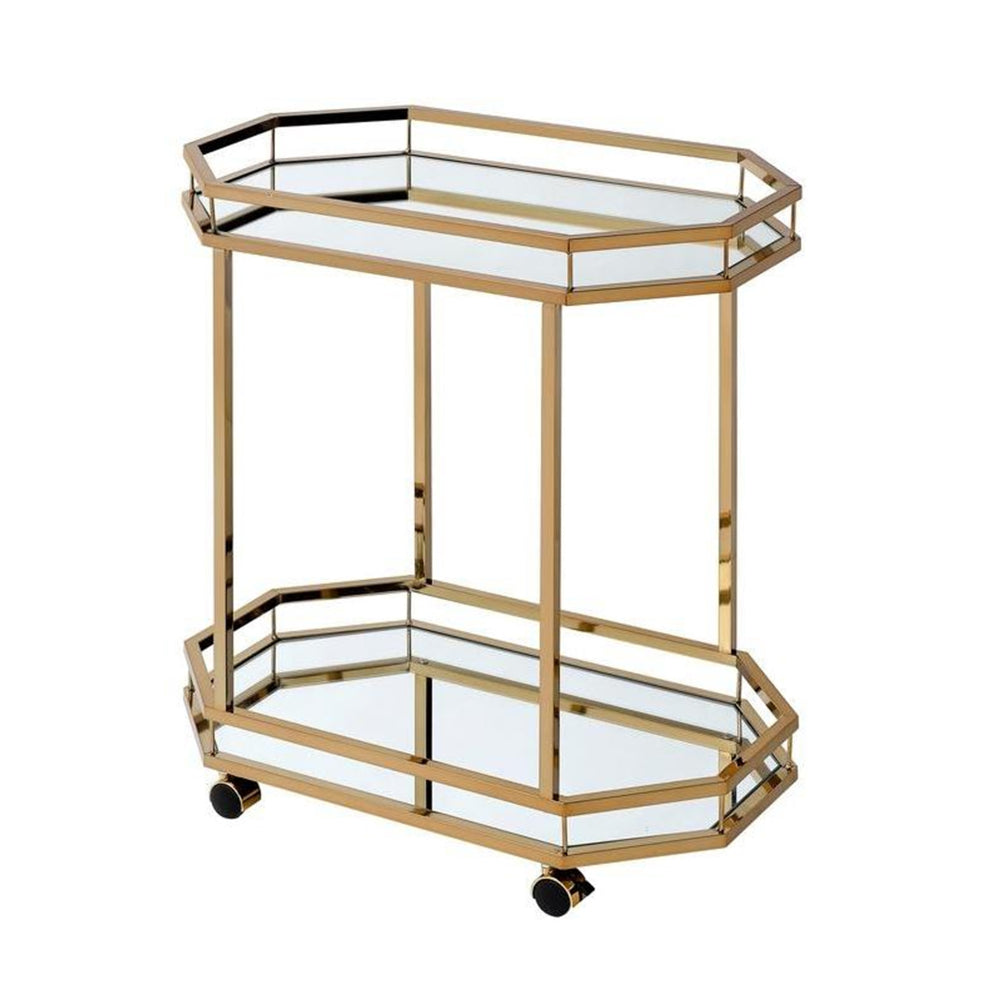 Metal Serving Cart, Mirror & gold By ACME