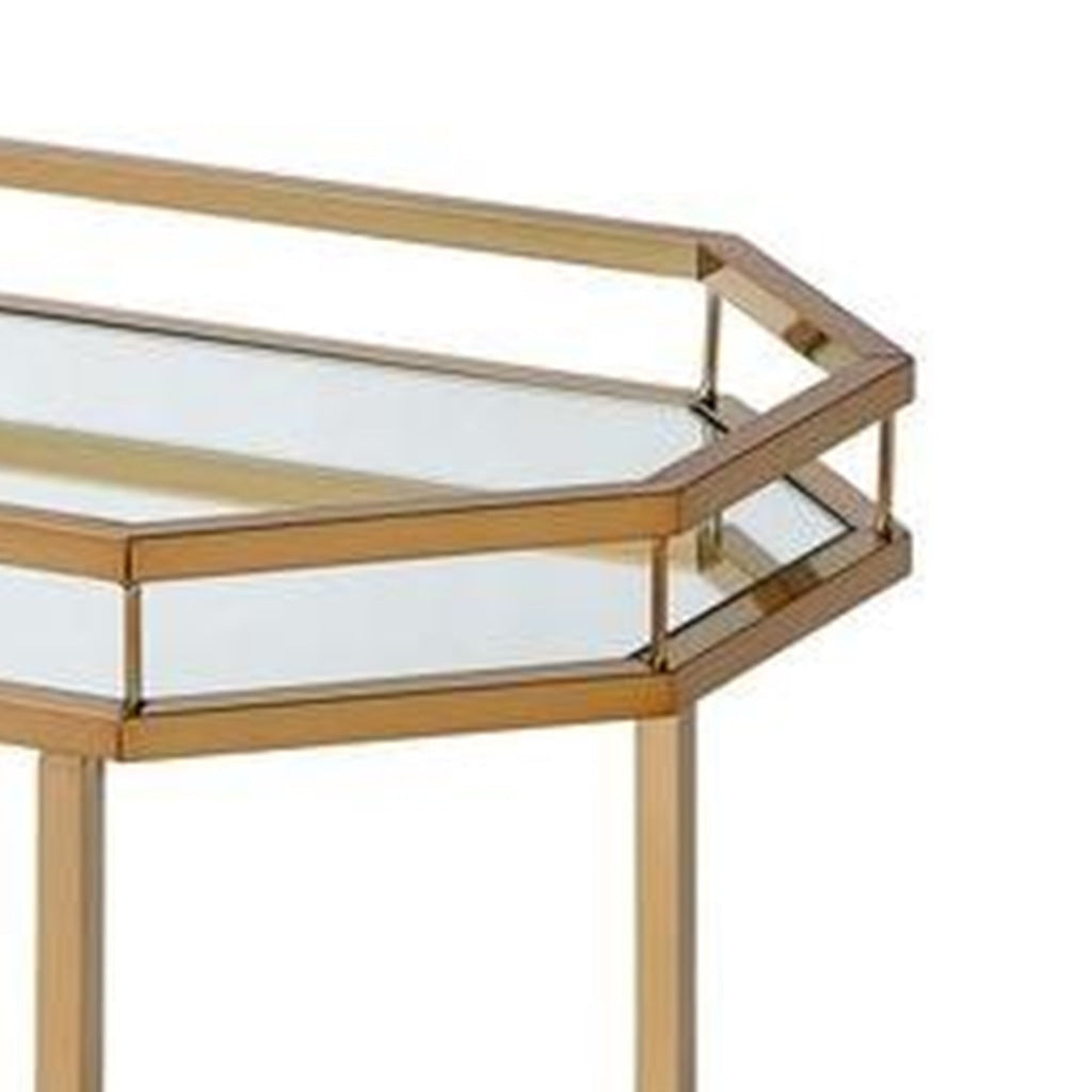 Metal Serving Cart Mirror & gold By ACME AMF-98197