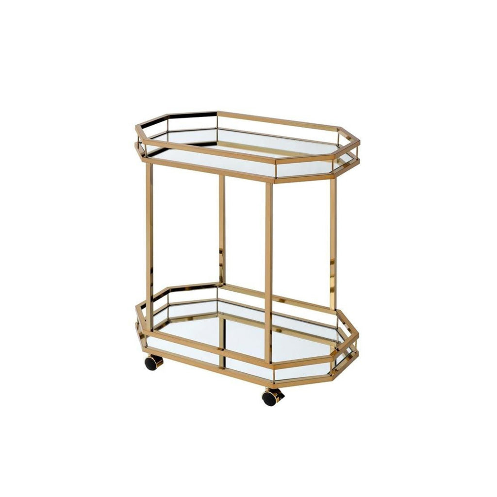 Metal Serving Cart Mirror & gold By ACME AMF-98197