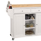 Wood Kitchen Cart 2 Door Cabinet Natural Brown White By Casagear Home AMF-98305