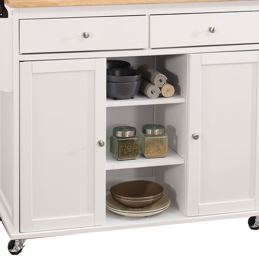 Wood Kitchen Cart 2 Door Cabinet Natural Brown White By Casagear Home AMF-98305