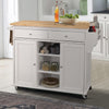 Wood Kitchen Cart, 2 Door Cabinet, Natural Brown, White By Casagear Home