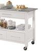 Kitchen Cart With Stainless Steel Top Gray & White - ACME AMF-98330