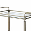 Two Tiered Metal Serving Cart with Glass Shelves and Side Rails, Antique Gold - 98350