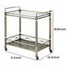 Two Tiered Metal Serving Cart with Glass Shelves and Side Rails Antique Gold - 98350 AMF-98350