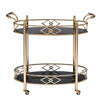 Metal Framed Serving Cart with Tempered Glass Top and Open Bottom Shelf Gold and Black - 98351 AMF-98351