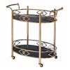 Metal Framed Serving Cart with Tempered Glass Top and Open Bottom Shelf Gold and Black - 98351 AMF-98351