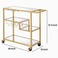 Metal Framed Serving Cart with Wine Bottle Holder and Stemware Gold and Clear - 98354 AMF-98354