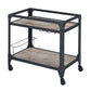 2 Tier Metal Serving Cart with Wooden Shelves and Bottle Holders Black AMF-98355