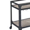 2 Tier Metal Serving Cart with Wooden Shelves and Bottle Holders Black AMF-98355