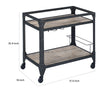 2 Tier Metal Serving Cart with Wooden Shelves and Bottle Holders Black AMF-98355