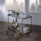 Metal Framed Serving Cart with Side Handle Black and Gold By Casagear Home AMF-98370