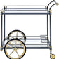 Metal Framed Serving Cart with Side Handle Black and Gold By Casagear Home AMF-98370