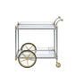 Metal Framed Serving Cart with Glass Shelves and Side Handle Silver and Gold - 98372 AMF-98372