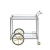 Metal Framed Serving Cart with Glass Shelves and Side Handle Silver and Gold - 98372 AMF-98372