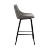 26 Inch Velvet Upholstered Diamond Tufted Wood Leg Barstool Gray and Black By Casagear Home BM214620