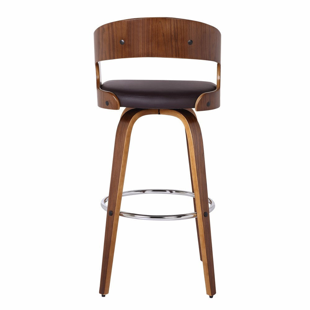 30’’ Leatherette Counter Height Barstool with Open Back,Brown By Casagear Home BM155718