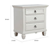 Pine Wood 3 Drawer Nightstand in White APF-1306-W-NS