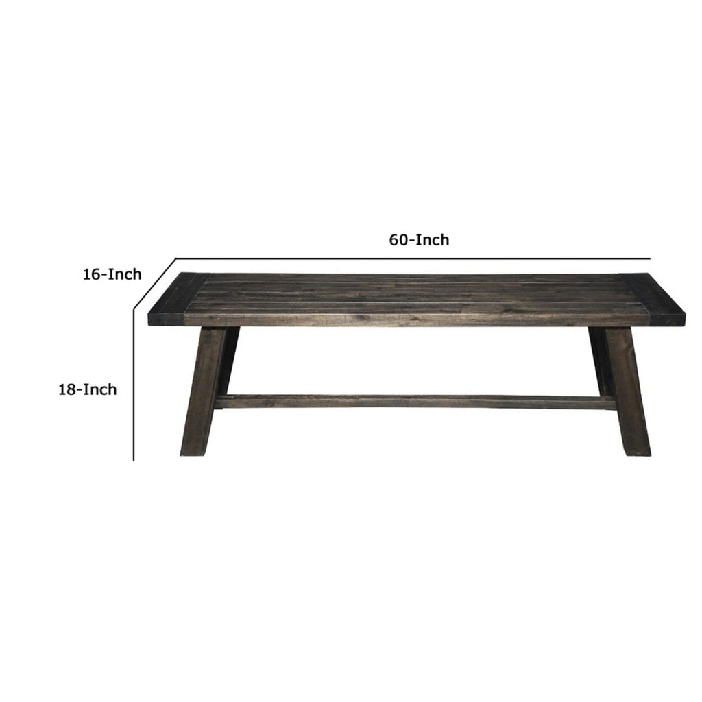 Transitional Style Bench In Acacia Wood Gray APF-1468-24