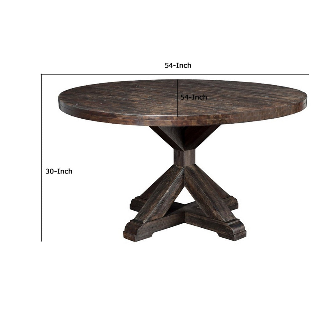 Round Dining Table In Acacia Wood Brown By Casagear Home APF-1468-25