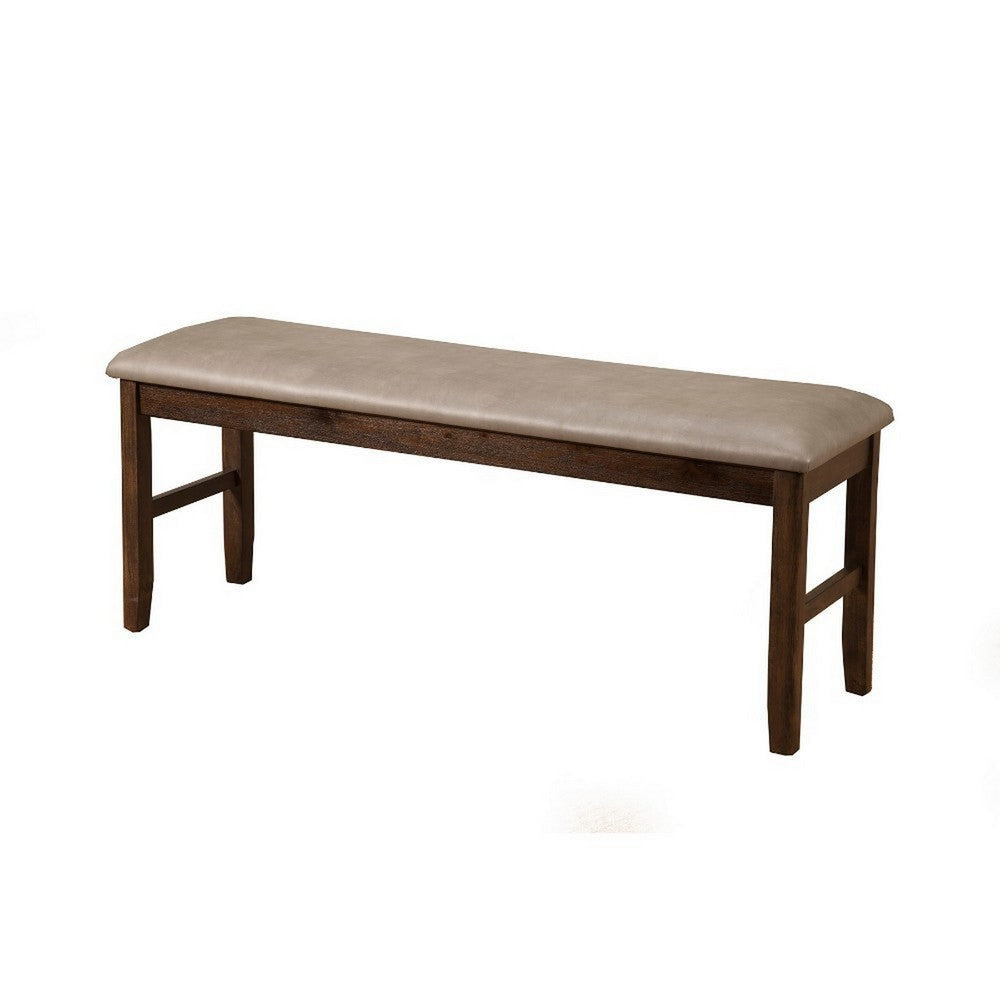 Rubberwood Dining Bench With Padded Upholstery Brown APF-2929-03