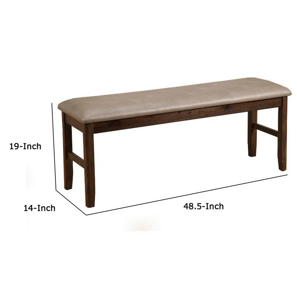 Rubberwood Dining Bench With Padded Upholstery Brown APF-2929-03