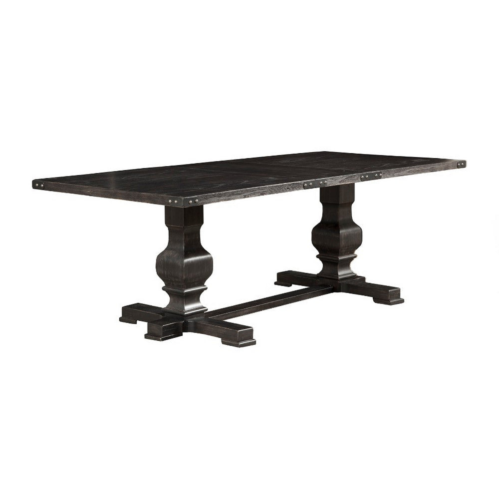 Rubberwood Dining Table With Sturdy Base Black By Casagear Home