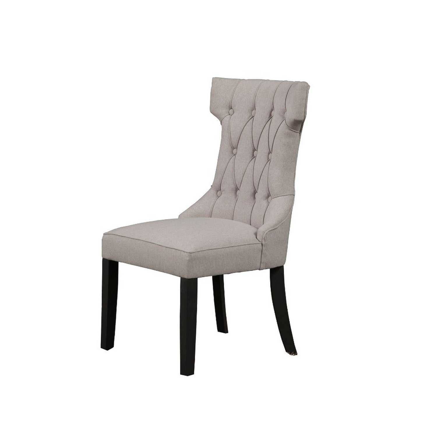 Upholstered Button Tufted Side Chairs With Wooden Base Set Of 2 Gray APF-3868-02