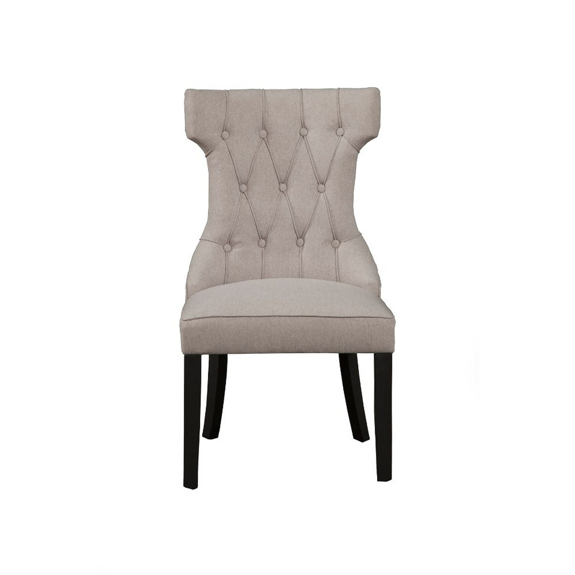 Upholstered Button Tufted Side Chairs With Wooden Base Set Of 2 Gray APF-3868-02