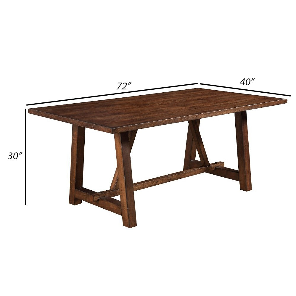 Rectangular Rubberwood Dining Table In Quaint Style Brown By Casagear Home APF-5672-01