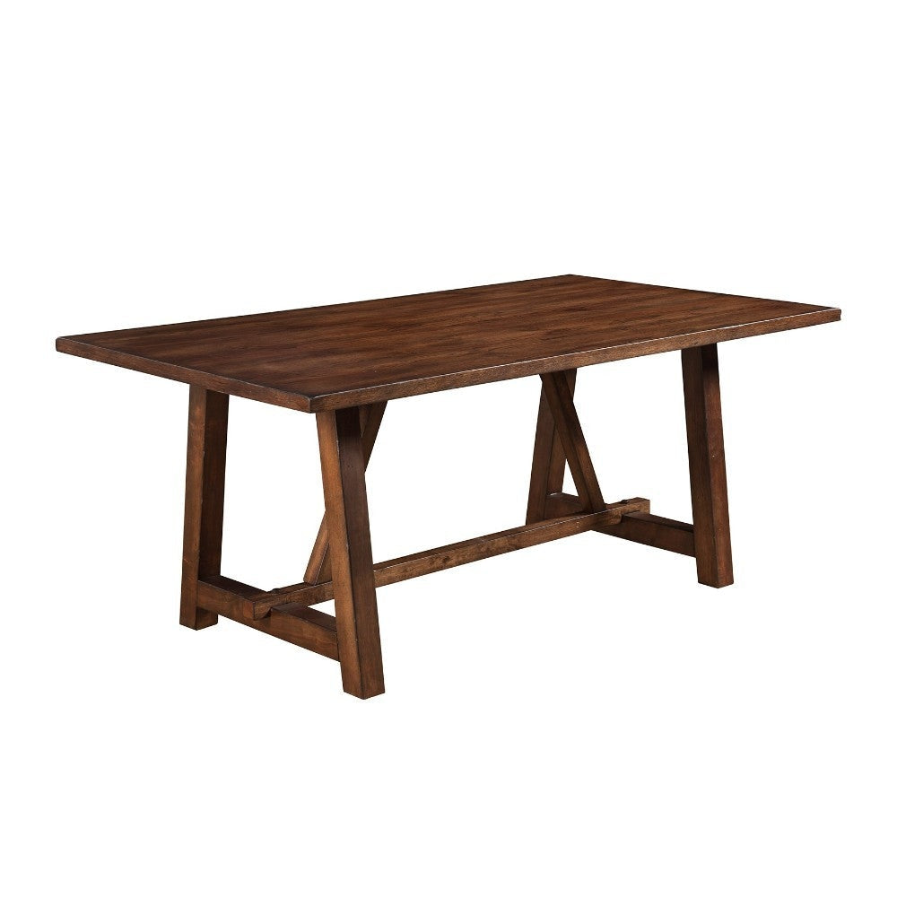 Rectangular Rubberwood Dining Table In Quaint Style Brown By Casagear Home APF-5672-01