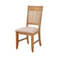 Slatted High Back Wooden Side Chair Set Of 2 Natural Brown And Beige APF-8812-02